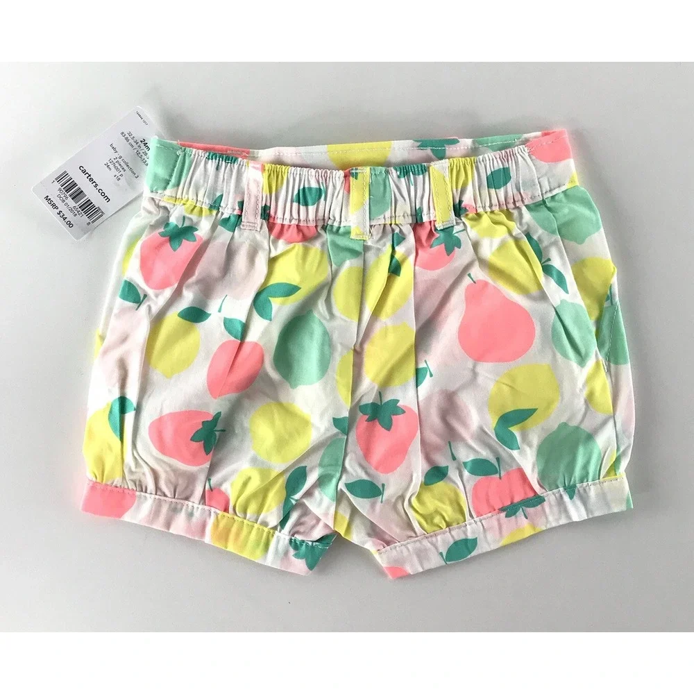 NWT Carter's Shorts Bloomers Fruit Checkered Summer Baby Girls 24 Month Set Of 2